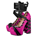 Load image into Gallery viewer, Bow Lolita Platform Lace-up Chunky Heel Pumps
