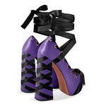 Load image into Gallery viewer, Bow Lolita Platform Lace-up Chunky Heel Pumps
