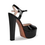 Load image into Gallery viewer, Peep Toe Platform Buckle Strap Chunky Heel Sandals
