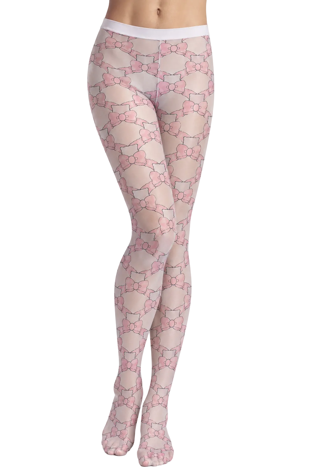 Bow Print High-Stretch Tights for Femboys, Sissies & Crossdressers