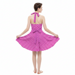 Load image into Gallery viewer, Sweetheart Halter Crossdresser Skater Dress – Feminine A-Line in White Dots
