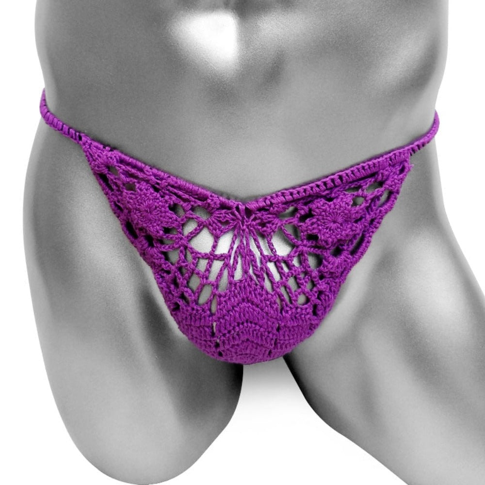 Anne Crochet Hollow-Out Panties — Sissy Low-Rise G-String Thong