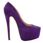 Load image into Gallery viewer, Purple Classic Platform Round Toe Pumps Chunky Heels
