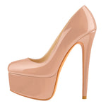 Load image into Gallery viewer, Patent Leather Rounde Toe Platform Baby Pink Stiletto High Heels Pumps
