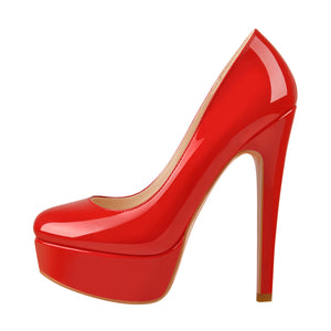 Patent Leather Round Toe Platform High Heels