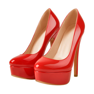 Patent Leather Round Toe Platform High Heels