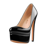 Load image into Gallery viewer, Patent Leather Round Toe Double Platform High Heel Pumps
