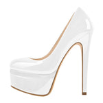 Load image into Gallery viewer, Patent Leather Round Toe Double Platform High Heel Pumps
