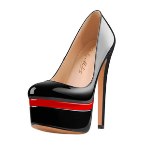 Round Toe Double Platform High Heel Pumps