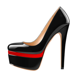 Round Toe Double Platform High Heel Pumps