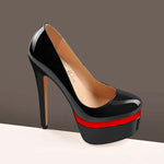 Load image into Gallery viewer, Round Toe Double Platform High Heel Pumps
