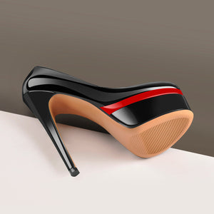 Round Toe Double Platform High Heel Pumps