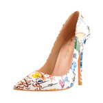 Load image into Gallery viewer, Graffiti Colorful Stiletto Pointed Toe 12cm High Heels Pumps
