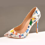 Load image into Gallery viewer, Graffiti Colorful Stiletto Pointed Toe 12cm High Heels Pumps
