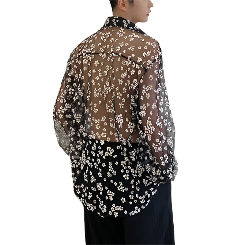 Feminine Mesh Long Sleeve Shirt.