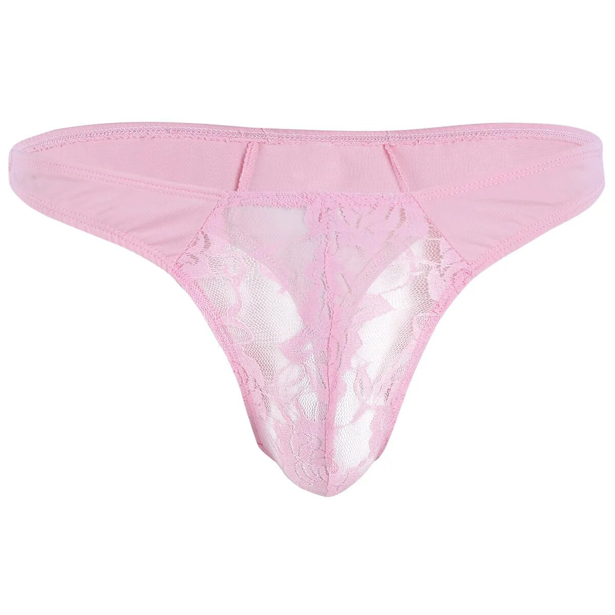 Analia Lace Floral Pouch G-String — Sissy Low-Rise Bikini Thong