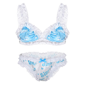 "Sissy Elena" Satin Letter Printed Lingerie Set