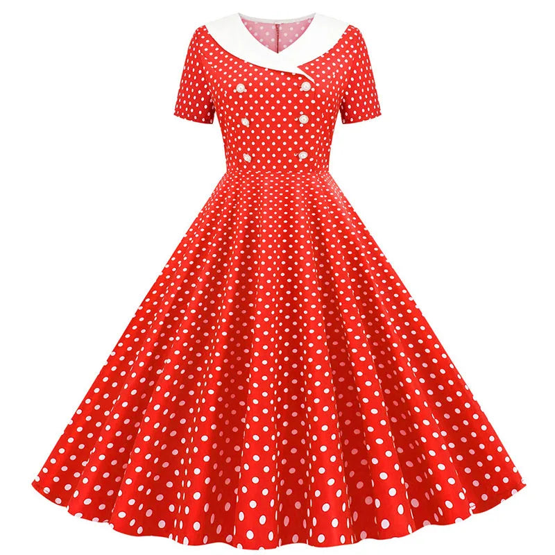 Vintage 50s A-Line Midi Dress — Peter Pan Collar, Fit & Flare Sundress