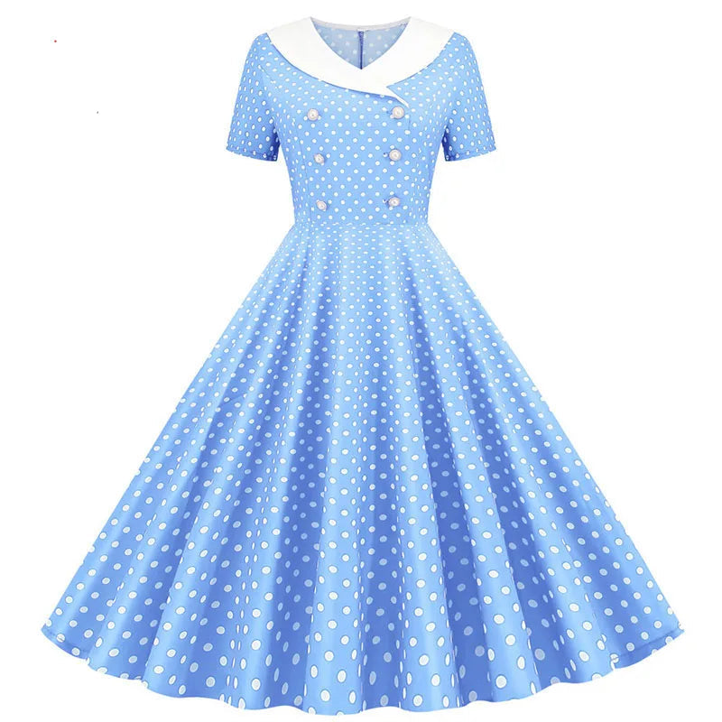 Vintage 50s A-Line Midi Dress — Peter Pan Collar, Fit & Flare Sundress