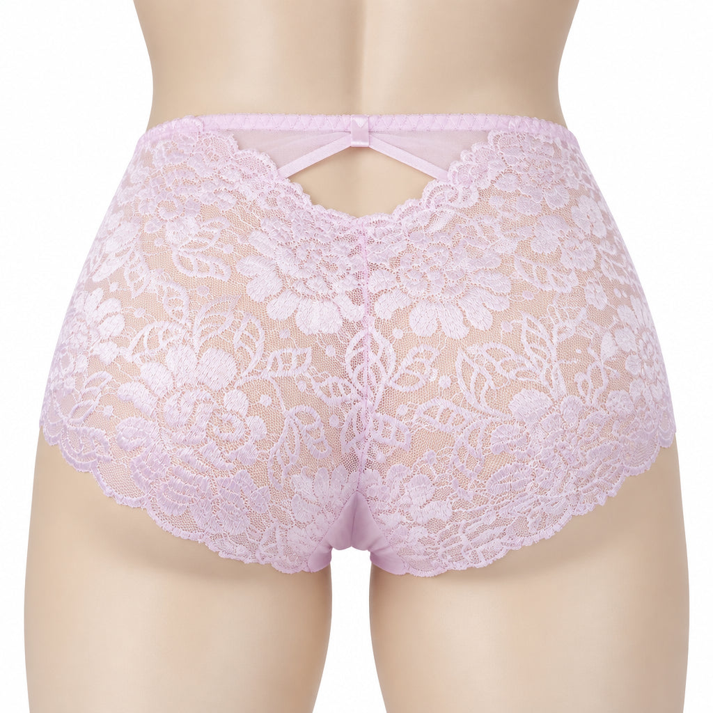 Men’s Sheer Floral Lace Briefs with U-Shaped Pouch