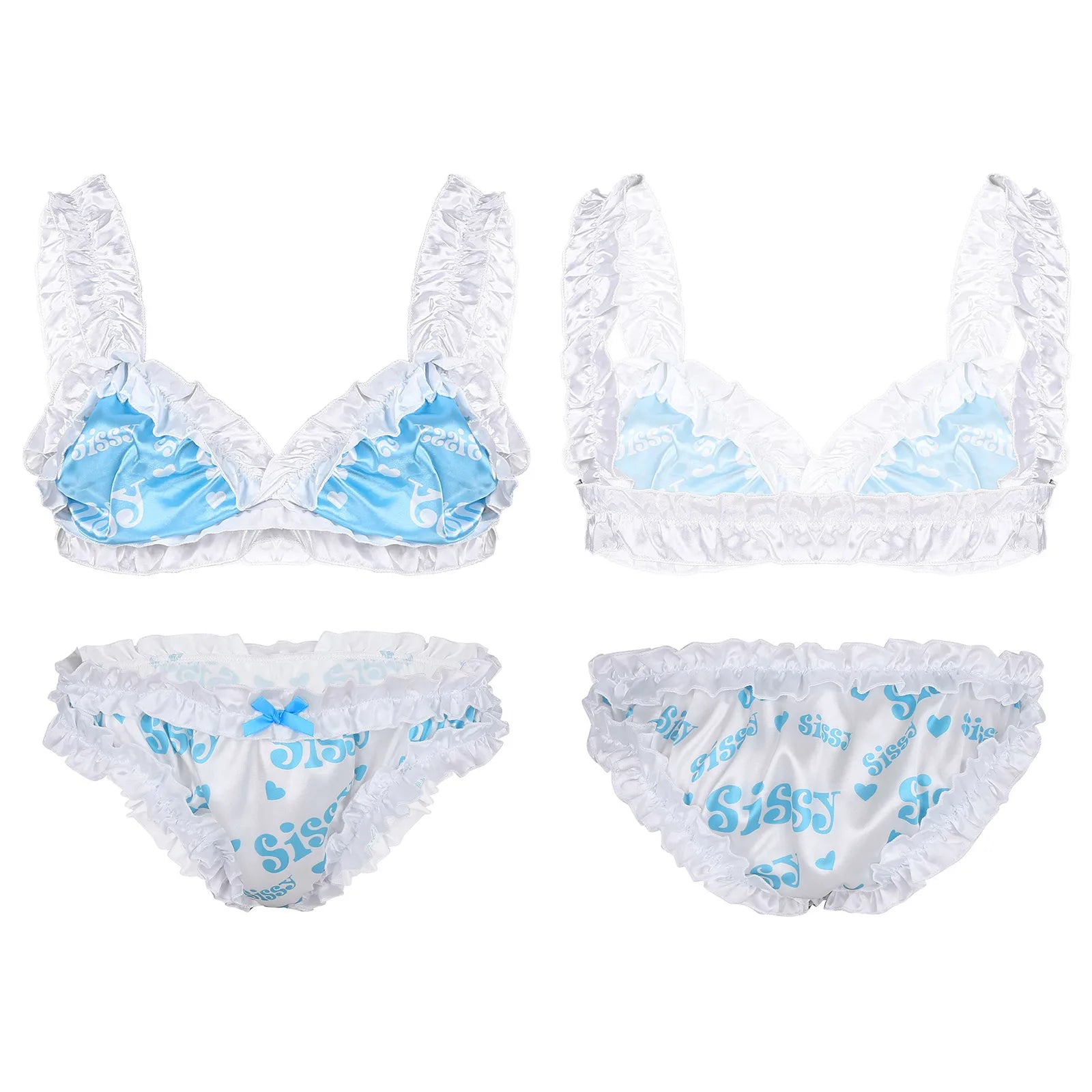 "Sissy Elena" Satin Letter Printed Lingerie Set