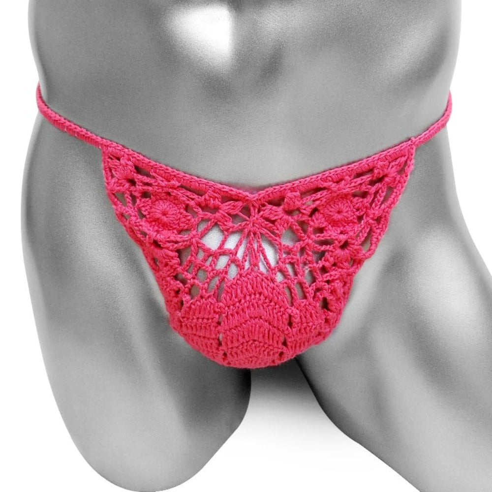 Anne Crochet Hollow-Out Panties — Sissy Low-Rise G-String Thong