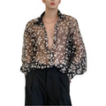 Feminine Mesh Long Sleeve Shirt.