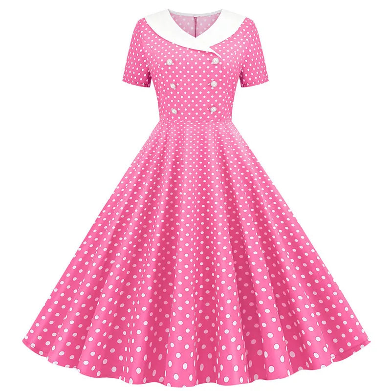 Vintage 50s A-Line Midi Dress — Peter Pan Collar, Fit & Flare Sundress