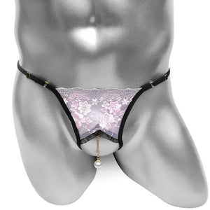 "Sissy Jazlyn" Lace Pearl Crotchless Thong