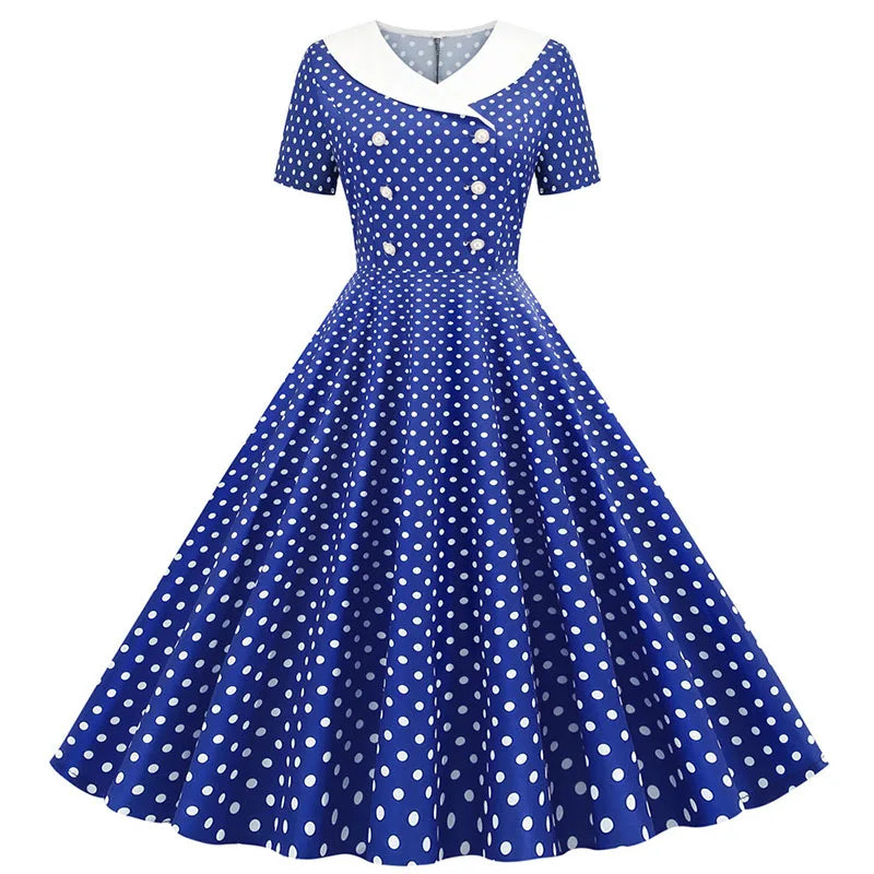 Vintage 50s A-Line Midi Dress — Peter Pan Collar, Fit & Flare Sundress