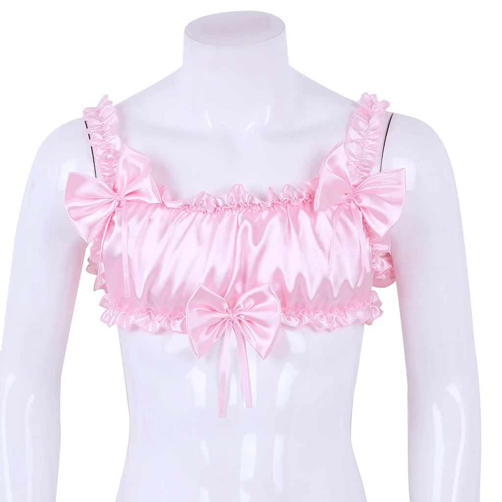 "Sissy Alexa" Satin Ruffled Elastic Straps Bra