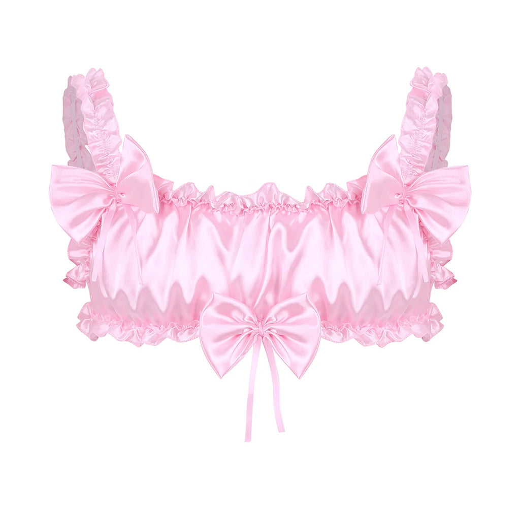 "Sissy Alexa" Satin Ruffled Elastic Straps Bra