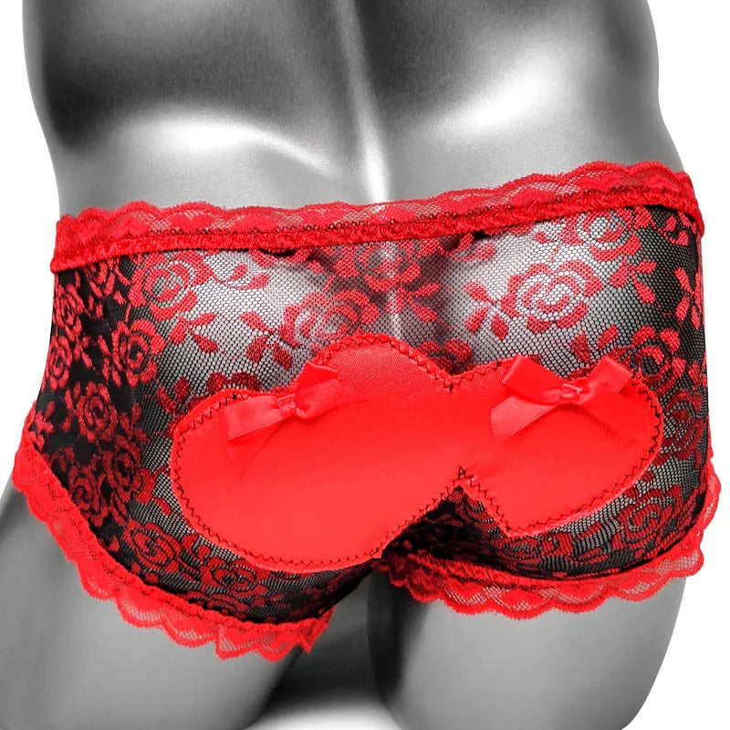 "Sissy Wrenlee" Floral Lace Mesh Sissy Boxers