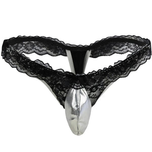 "Sissy Hazel" Patent Leather / Lace T-back  Briefs