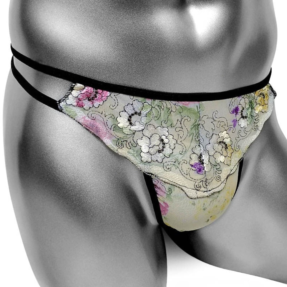 "Sissy Rosalia" Embroidered Thong Panties Gay Lingerie