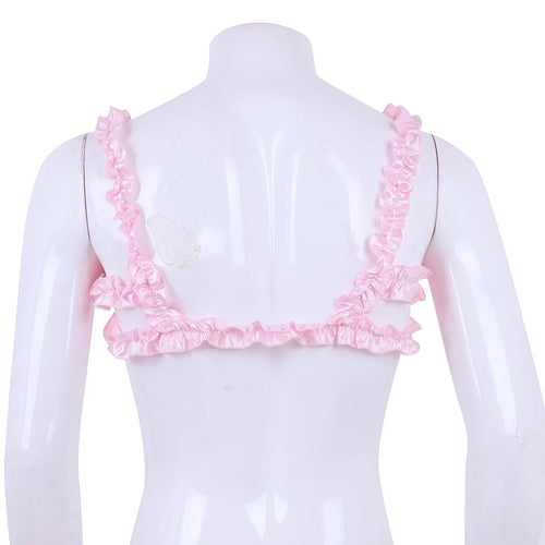 "Sissy Alexa" Satin Ruffled Elastic Straps Bra