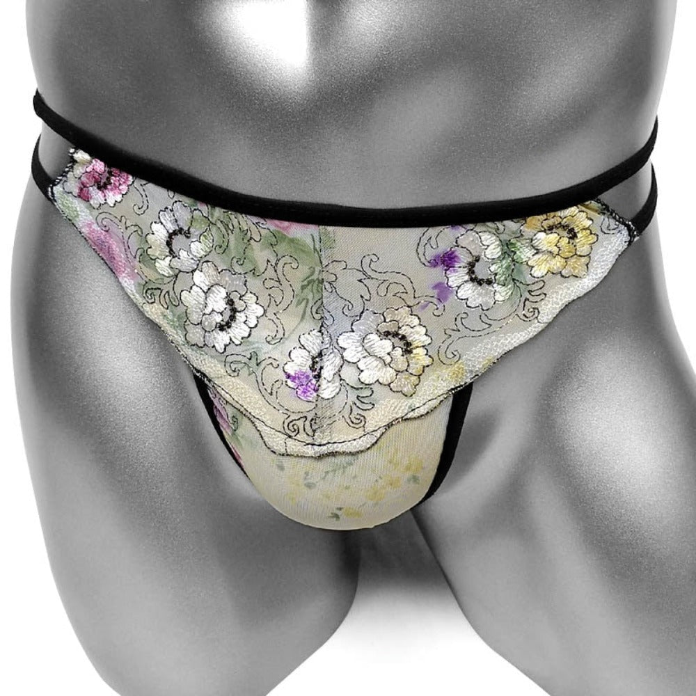 "Sissy Rosalia" Embroidered Thong Panties Gay Lingerie