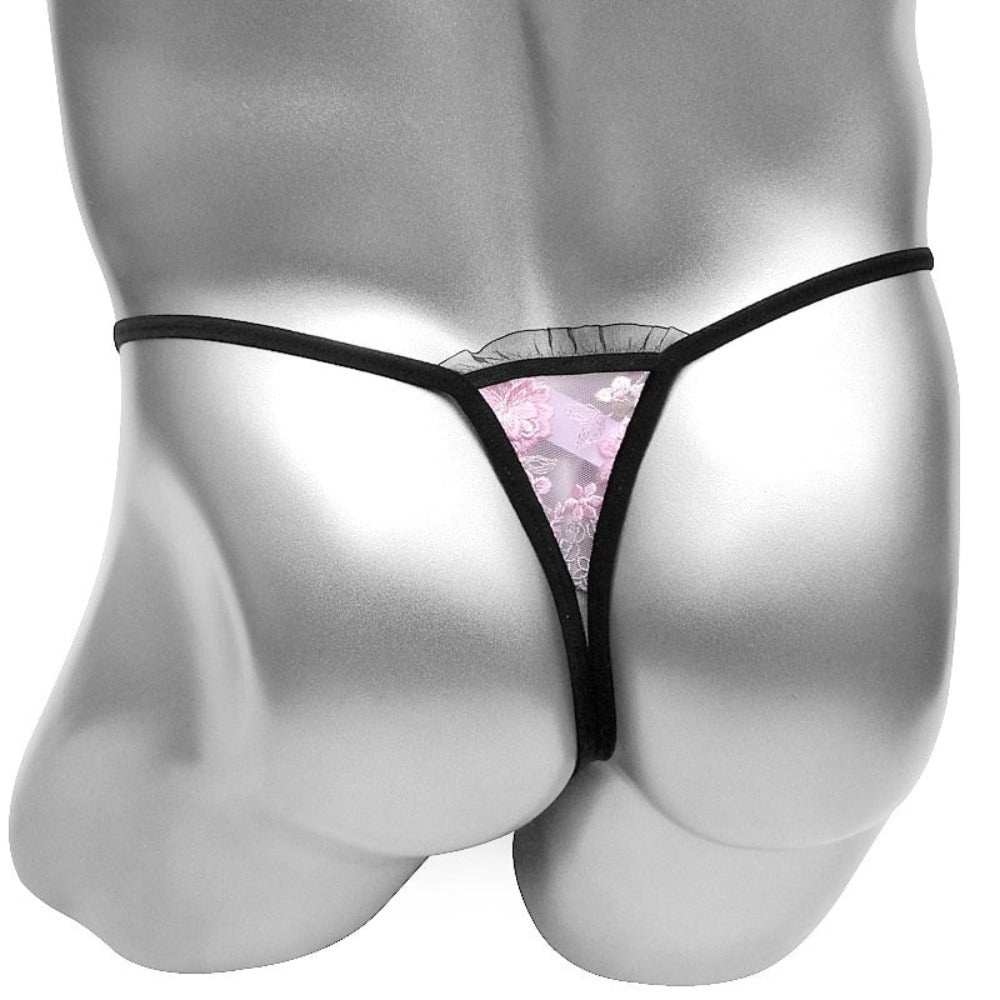 "Sissy Jazlyn" Lace Pearl Crotchless Thong