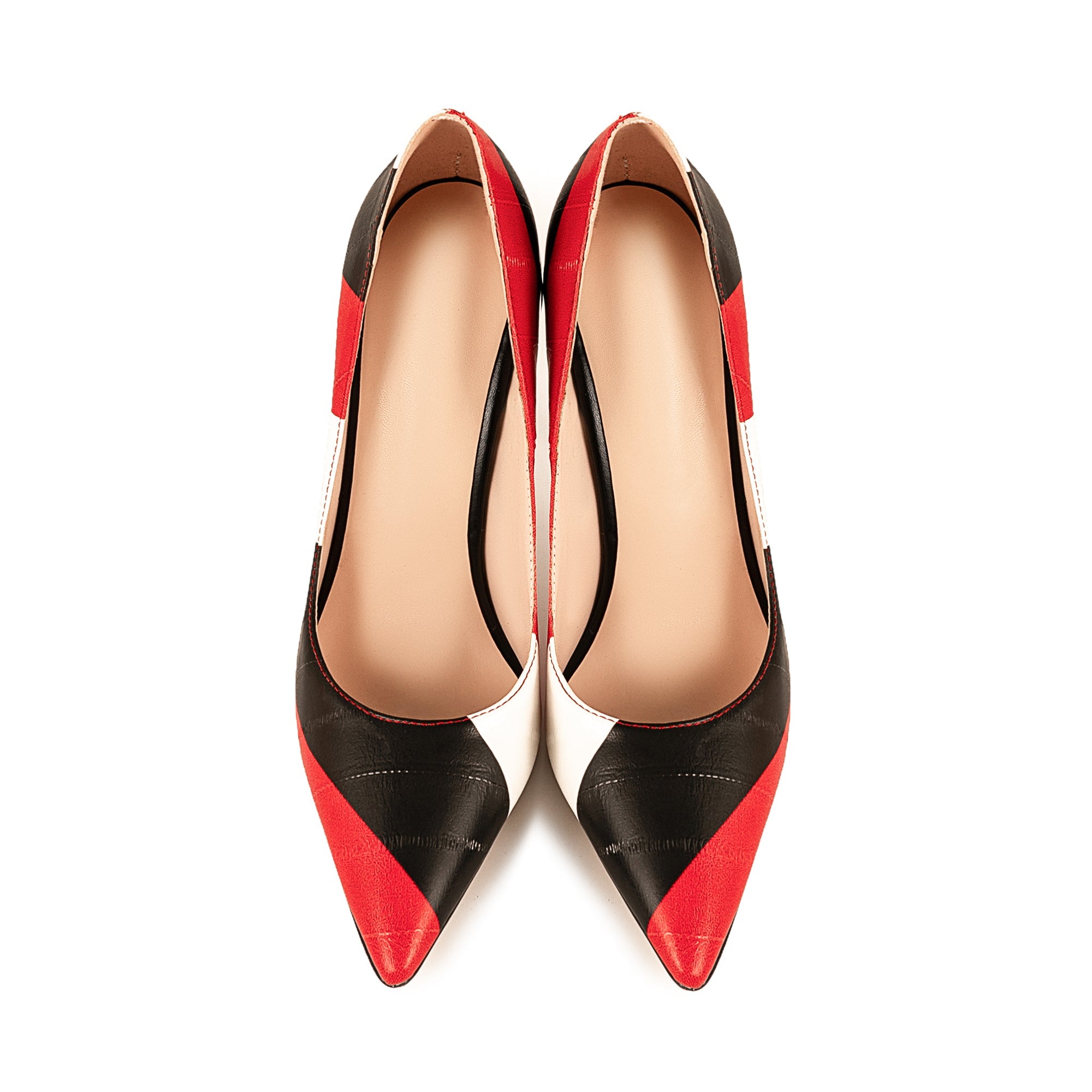 Pointed Toe Mix-Color Slip On Stiletto Pumps