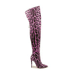 Load image into Gallery viewer, Leopard Pointed Toe Over The Knee Stiletto Boots
