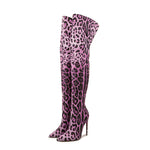 Load image into Gallery viewer, Leopard Pointed Toe Over The Knee Stiletto Boots
