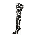 Load image into Gallery viewer, Cow Print Over The Knee Stiletto Boots
