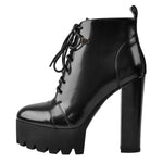 Load image into Gallery viewer, Black Platform Chunky Heels Ankle Boots
