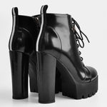 Load image into Gallery viewer, Black Platform Chunky Heels Ankle Boots
