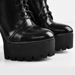 Load image into Gallery viewer, Black Platform Chunky Heels Ankle Boots
