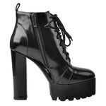 Load image into Gallery viewer, Black Platform Chunky Heels Ankle Boots
