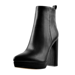 Pointed Toe Chunky Heel Ankle Boots