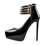 Load image into Gallery viewer, Quadruple Buckle Ankle Strap Patent High Heel Pumps
