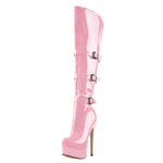 Load image into Gallery viewer, Leather Platform High Over The Knee High Heel Boot
