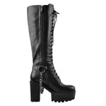 Load image into Gallery viewer, Black Platform Knee High Chunky Heel Boots
